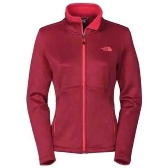 The North Face Heathered Red Agave Full Zip Fleece Jacket M - Picture 1 of 5
